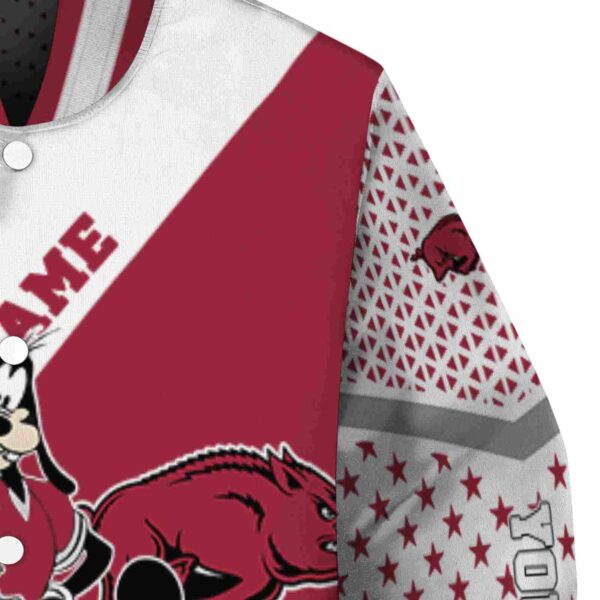 custom arkansas razorbacks mickey donald goofy red white jacket premium grade jacketwow