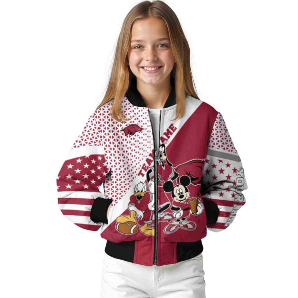custom arkansas razorbacks mickey donald goofy red white jacket top rated jacketwow
