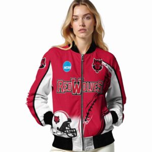 custom arkansas state red wolves flaming football scarlet white jacket latest model jacketwow