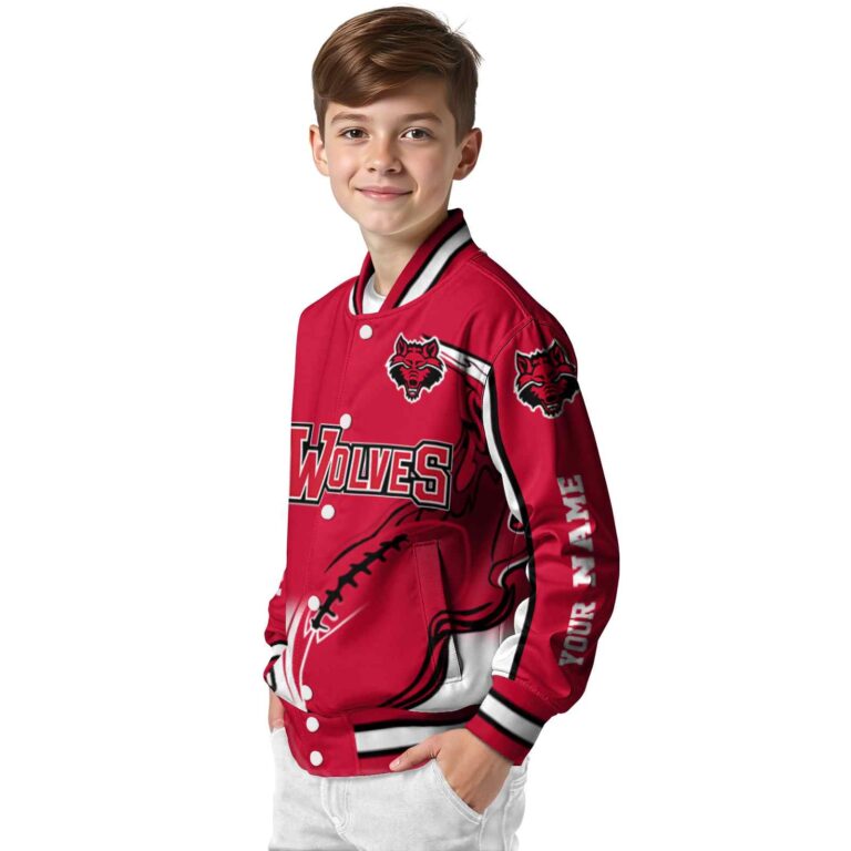 custom arkansas state red wolves flaming football scarlet white jacket trendy jacketwow