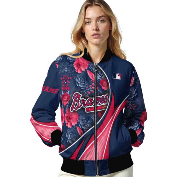 custom atlanta braves floral print navy jacket latest model jacketwow