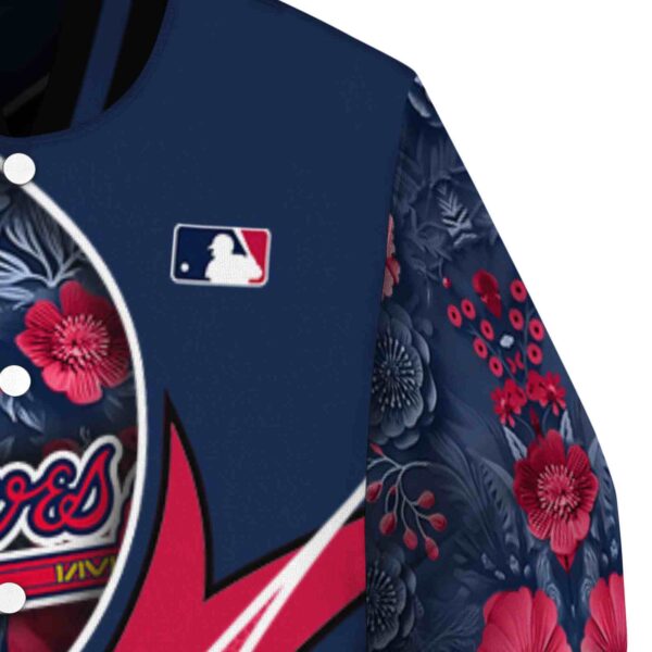 custom atlanta braves floral print navy jacket premium grade jacketwow