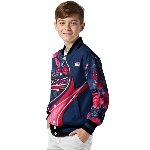 custom atlanta braves floral print navy jacket trendy jacketwow