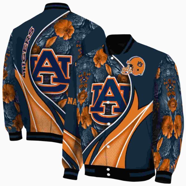 custom auburn tigers floral print navy blue jacket fashion forward jacketwow