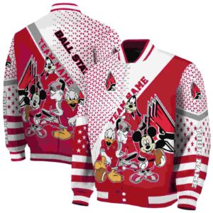 custom ball state cardinals mickey donald goofy red white jacket fashion forward jacketwow