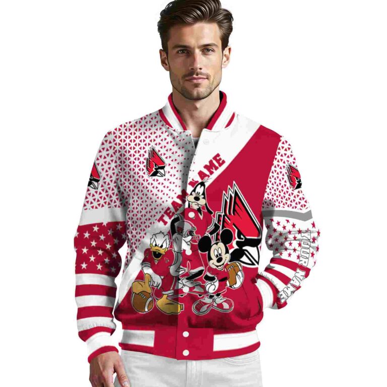 custom ball state cardinals mickey donald goofy red white jacket high quality jacketwow