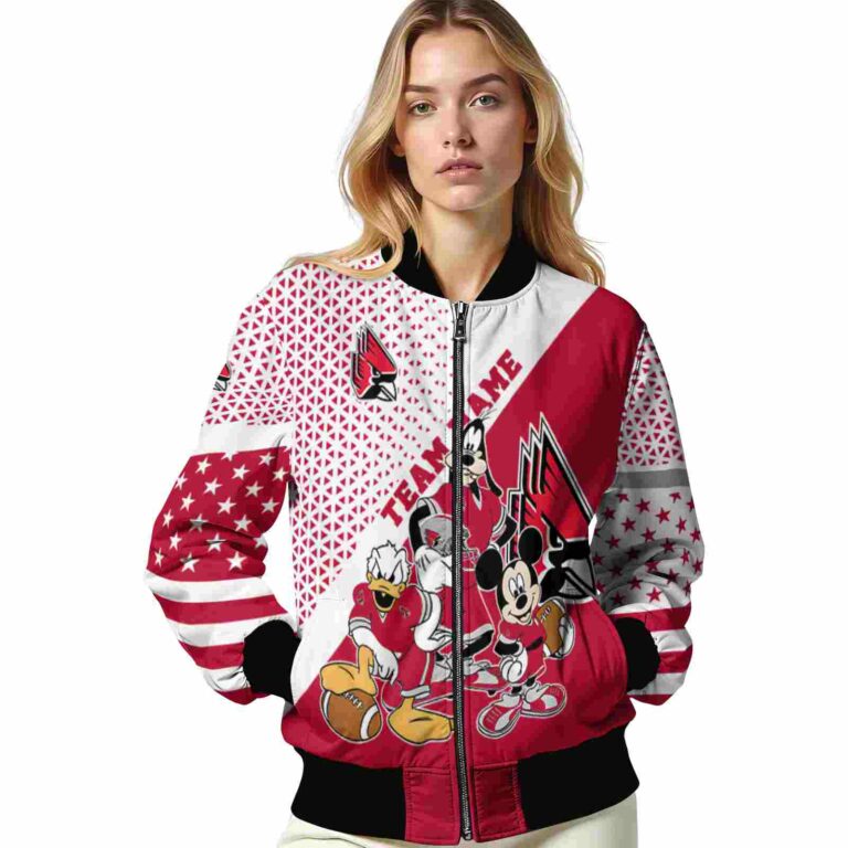 custom ball state cardinals mickey donald goofy red white jacket latest model jacketwow