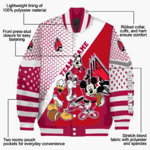 custom ball state cardinals mickey donald goofy red white jacket new arrival jacketwow