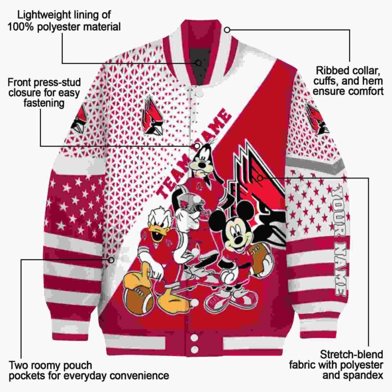 custom ball state cardinals mickey donald goofy red white jacket new arrival jacketwow