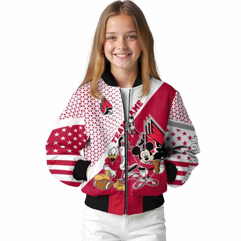 custom ball state cardinals mickey donald goofy red white jacket top rated jacketwow