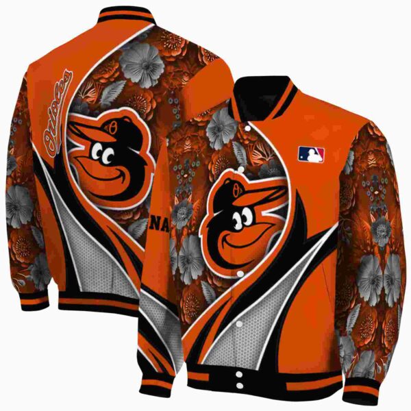 custom baltimore orioles floral print orange jacket fashion forward jacketwow