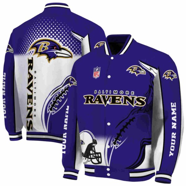 custom baltimore ravens flaming football purple white jacket fashion forward jacketwow