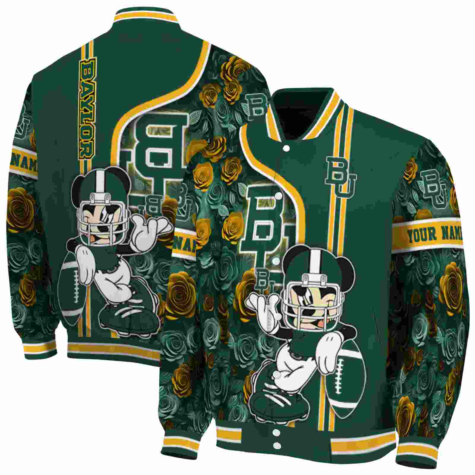 custom baylor bears rose mickey green jacket fashion forward jacketwow custom baylor bears rose mickey green jacket fashion forward jacketwow