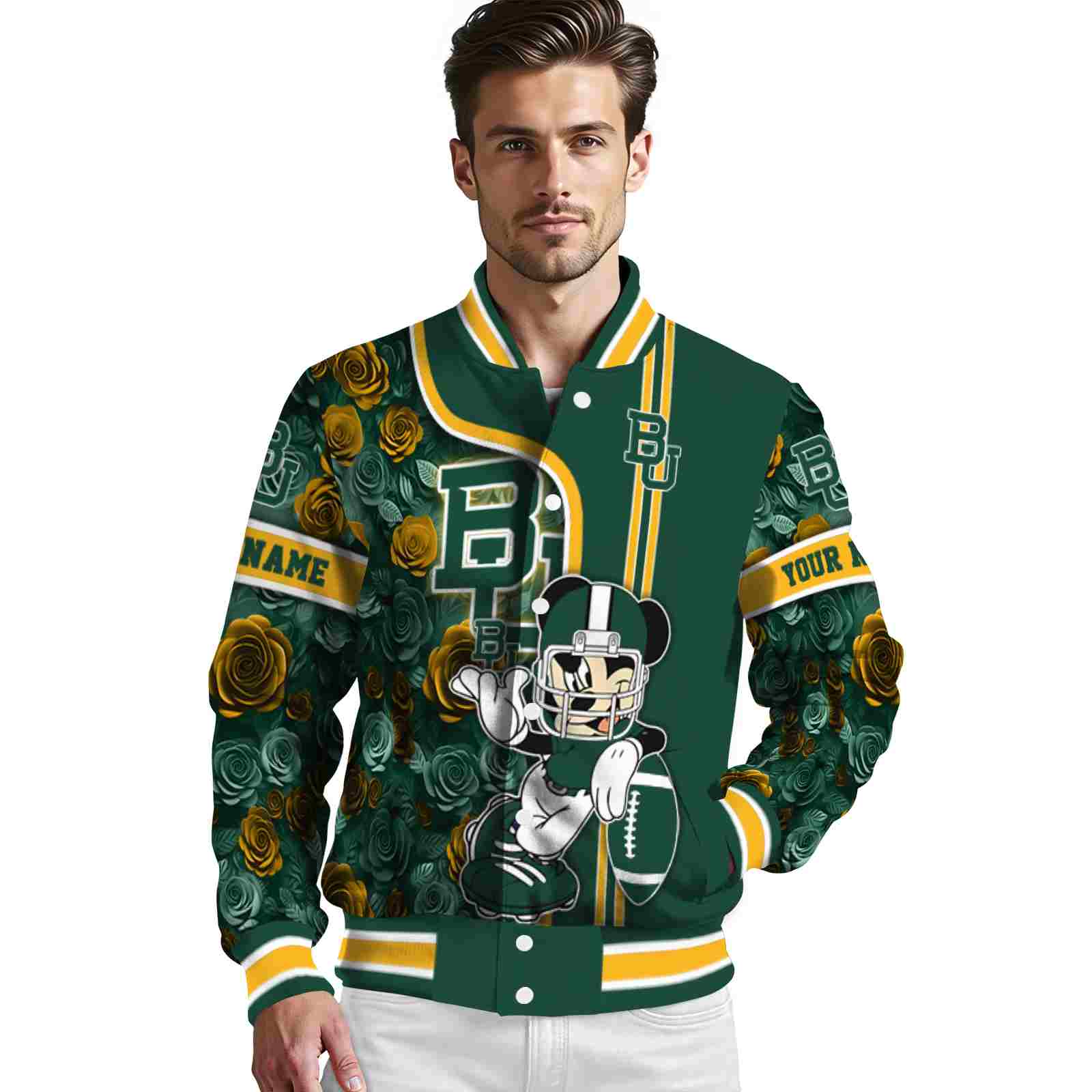 custom baylor bears rose mickey green jacket high quality jacketwow custom baylor bears rose mickey green jacket high quality jacketwow