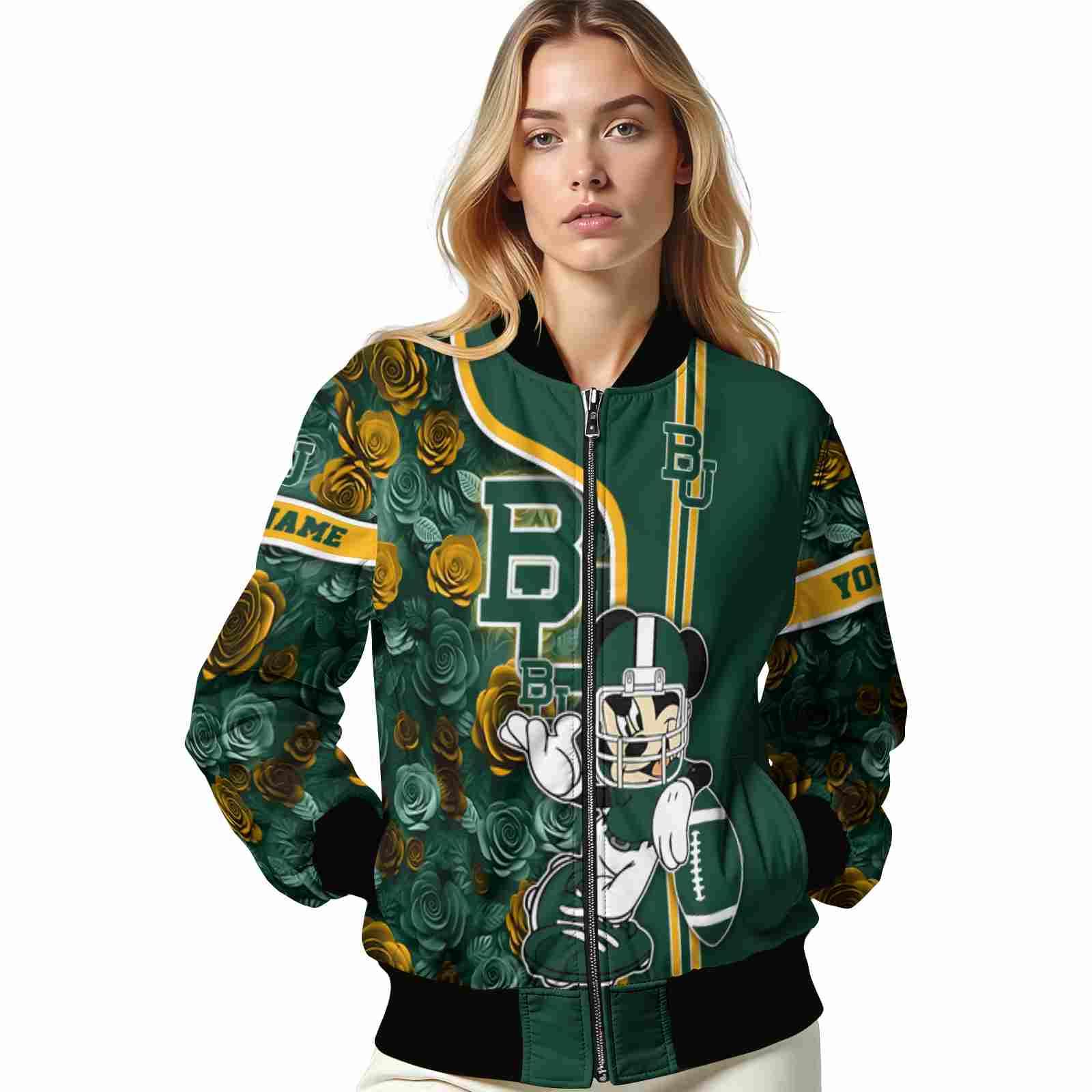 custom baylor bears rose mickey green jacket latest model jacketwow custom baylor bears rose mickey green jacket latest model jacketwow