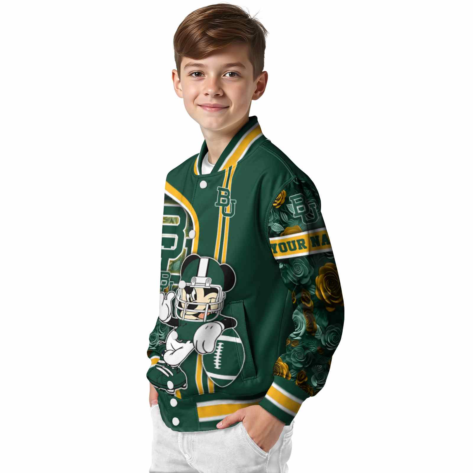 custom baylor bears rose mickey green jacket trendy jacketwow custom baylor bears rose mickey green jacket trendy jacketwow