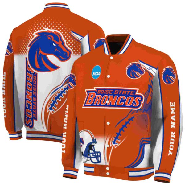 custom boise state broncos flaming football orange white jacket fashion forward jacketwow
