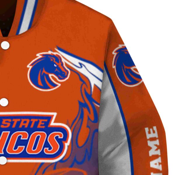 custom boise state broncos flaming football orange white jacket premium grade jacketwow