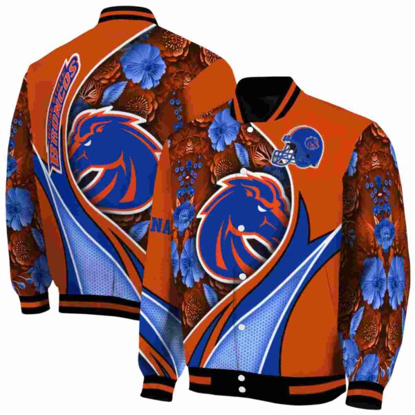 custom boise state broncos floral print orange jacket fashion forward jacketwow