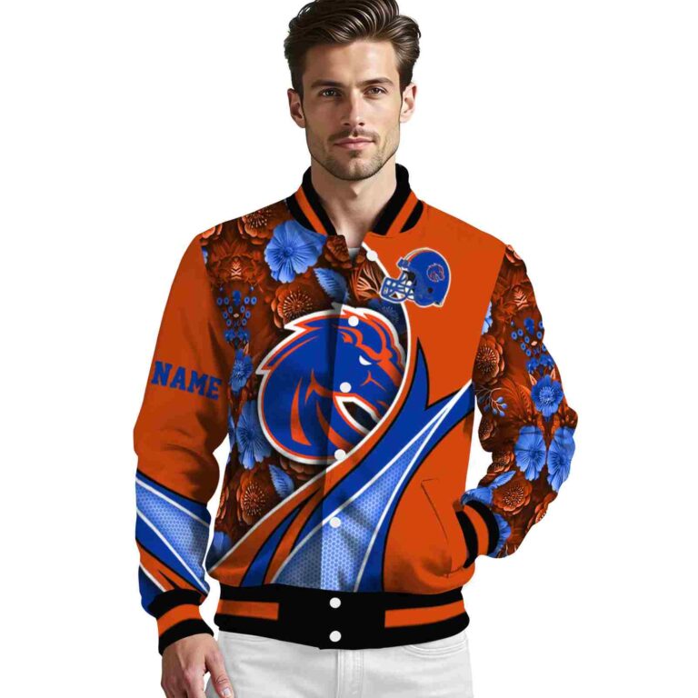 custom boise state broncos floral print orange jacket high quality jacketwow