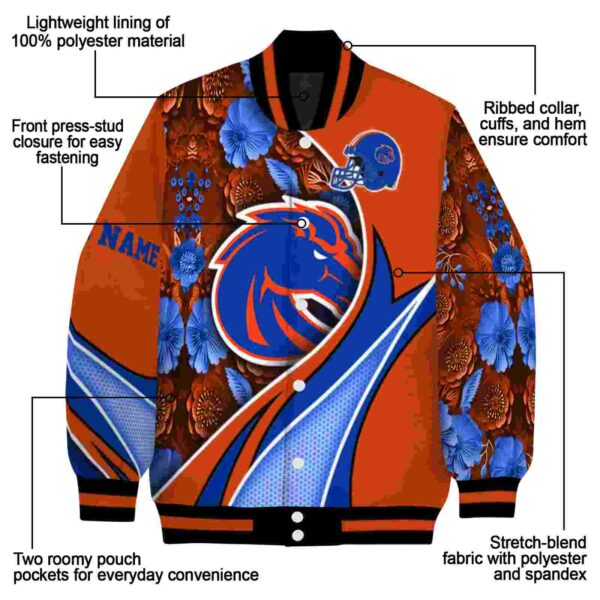 custom boise state broncos floral print orange jacket new arrival jacketwow
