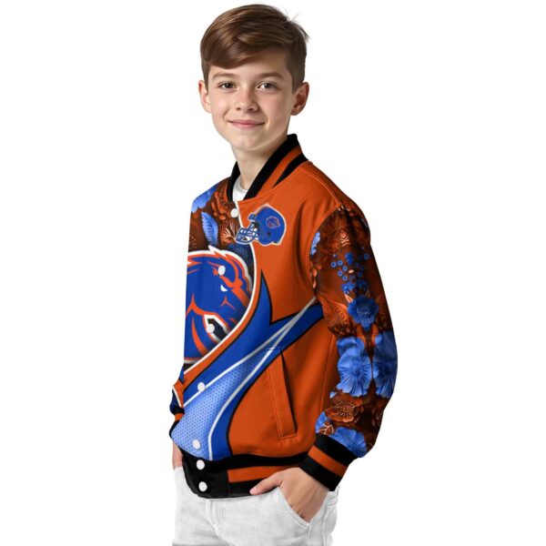 custom boise state broncos floral print orange jacket trendy jacketwow