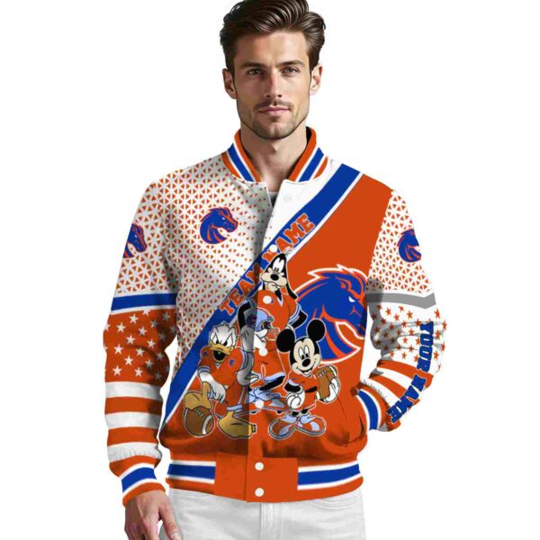 custom boise state broncos mickey donald goofy orange white jacket high quality jacketwow