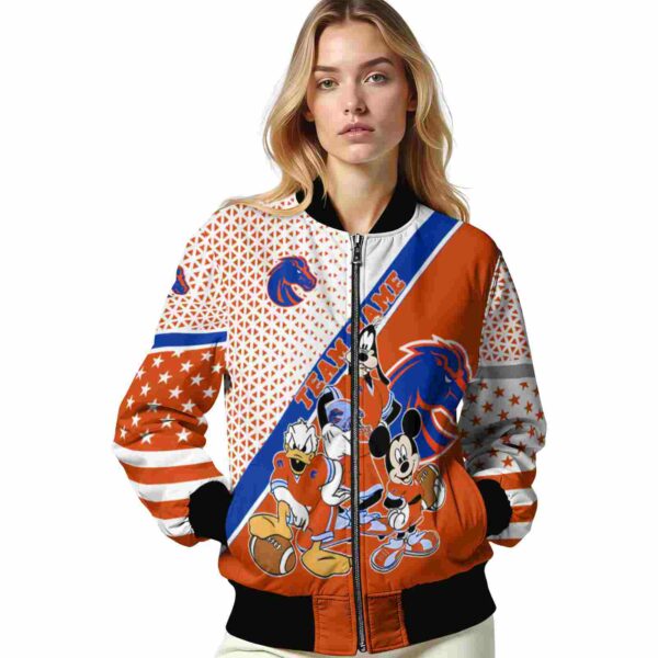 custom boise state broncos mickey donald goofy orange white jacket latest model jacketwow