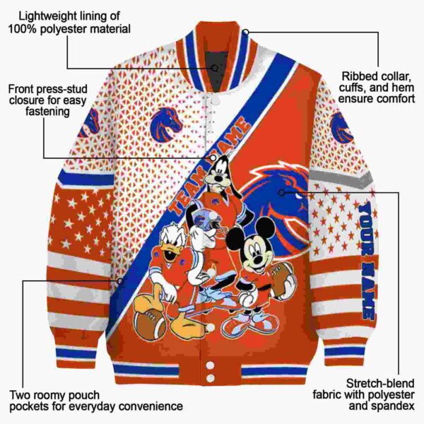 custom boise state broncos mickey donald goofy orange white jacket new arrival jacketwow