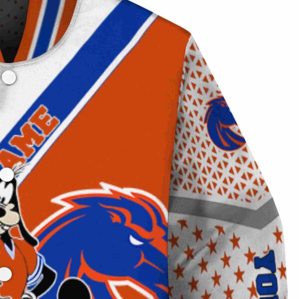 custom boise state broncos mickey donald goofy orange white jacket premium grade jacketwow