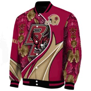 custom boston college eagles floral print maroon jacket best selling jacketwow
