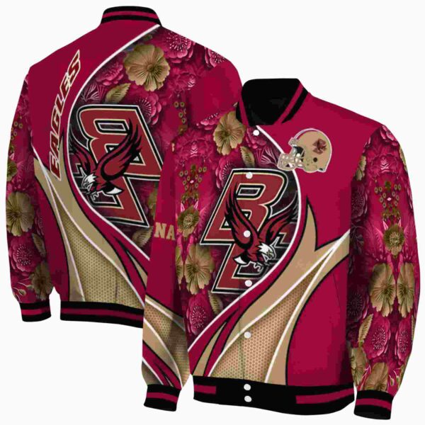 custom boston college eagles floral print maroon jacket fashion forward jacketwow