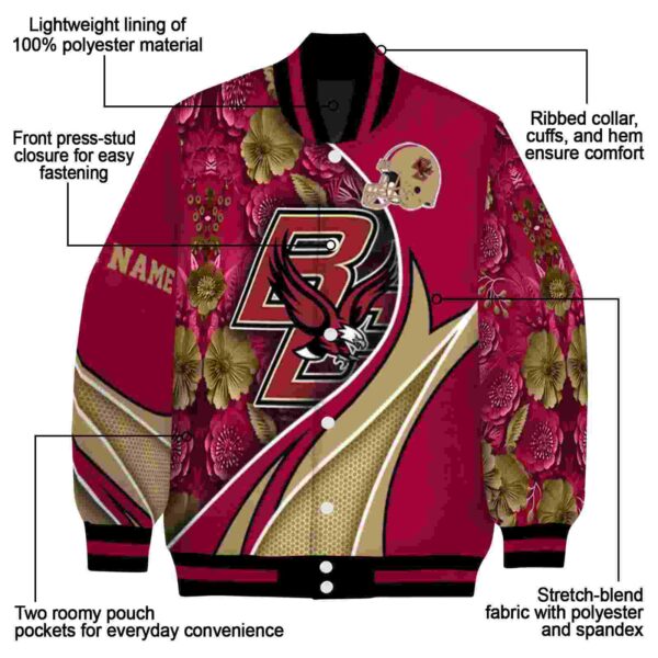 custom boston college eagles floral print maroon jacket new arrival jacketwow