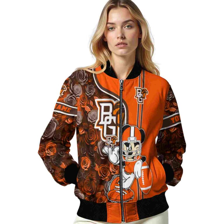 custom bowling green falcons rose mickey orange jacket latest model jacketwow
