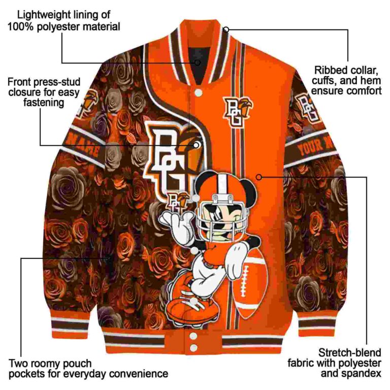 custom bowling green falcons rose mickey orange jacket new arrival jacketwow