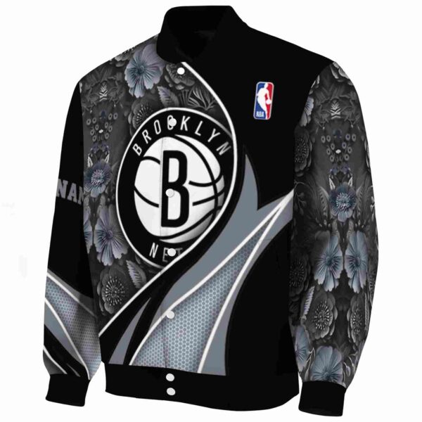 custom brooklyn nets floral print black jacket best selling jacketwow