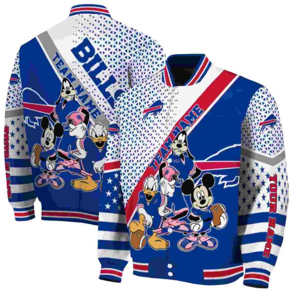 custom buffalo bills mickey donald goofy blue white jacket fashion forward jacketwow