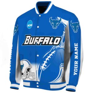 custom buffalo bulls flaming football royal blue white jacket best selling jacketwow