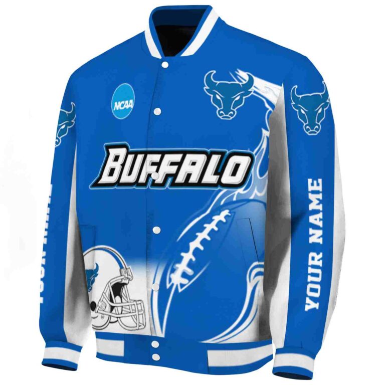 custom buffalo bulls flaming football royal blue white jacket best selling jacketwow