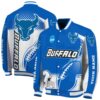 custom buffalo bulls flaming football royal blue white jacket fashion forward jacketwow