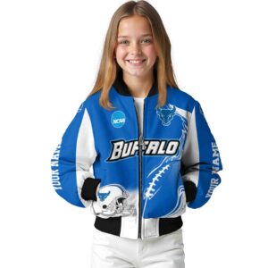custom buffalo bulls flaming football royal blue white jacket top rated jacketwow