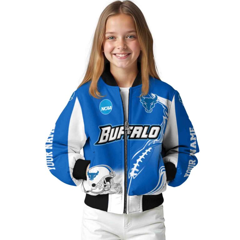 custom buffalo bulls flaming football royal blue white jacket top rated jacketwow