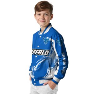 custom buffalo bulls flaming football royal blue white jacket trendy jacketwow