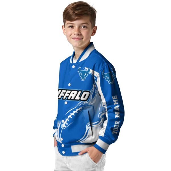 custom buffalo bulls flaming football royal blue white jacket trendy jacketwow
