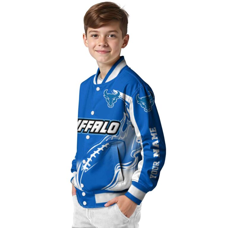 custom buffalo bulls flaming football royal blue white jacket trendy jacketwow
