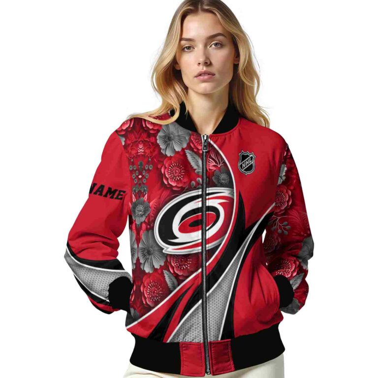custom carolina hurricanes floral print red jacket latest model jacketwow