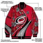 custom carolina hurricanes floral print red jacket best selling jacketwow