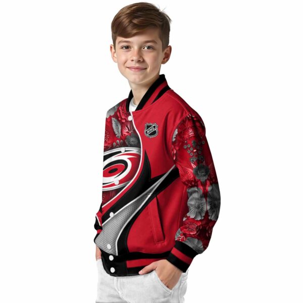 custom carolina hurricanes floral print red jacket trendy jacketwow