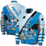 custom carolina panthers mickey donald goofy blue white jacket best selling jacketwow