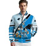 custom carolina panthers mickey donald goofy blue white jacket best selling jacketwow